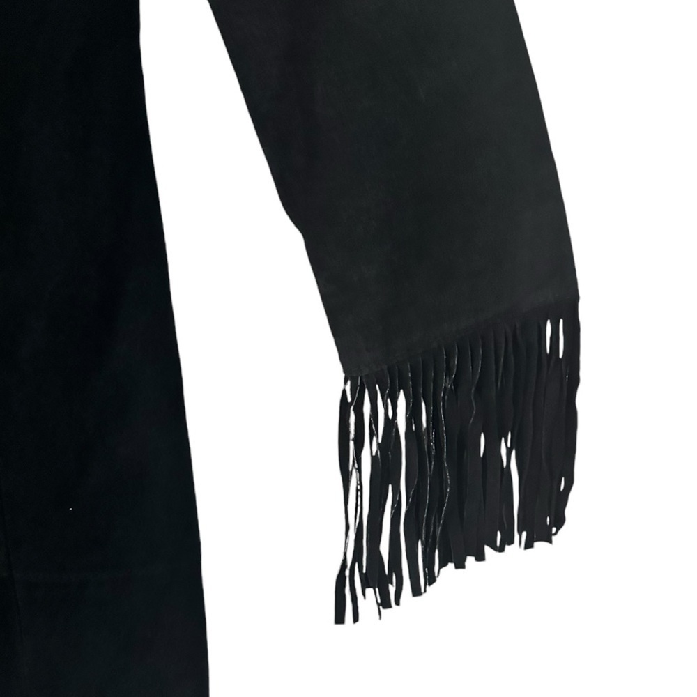 VTG B Lucid Black Suede Fringe Duster Jacket XS Boho Festival Coat - Picture 9 of 16